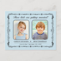 Old School Photos Save the Date Postcard | Aqua