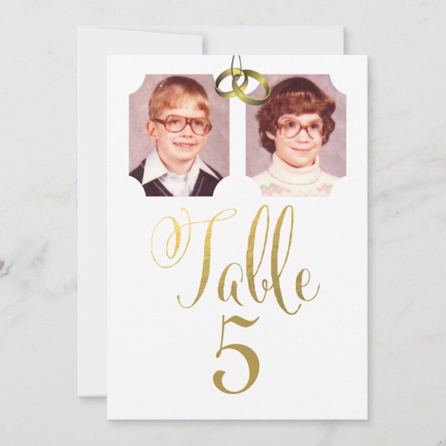 Old School Photos Wedding Table Number Cards (Front)