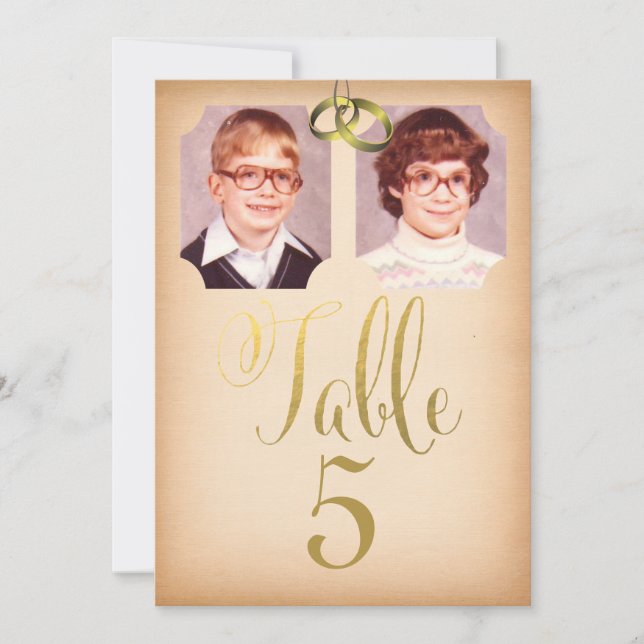 Old School Photos Wedding Table Number Cards (Front)