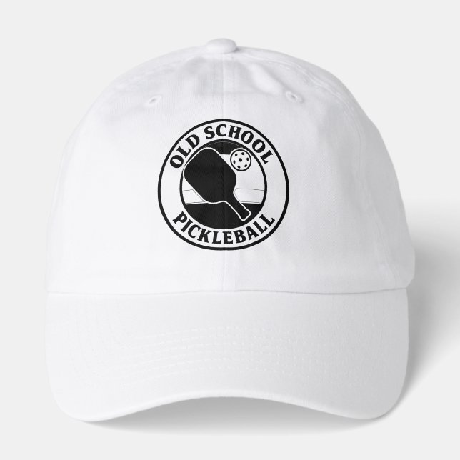 Old School Pickleball sport cap black white (Front)