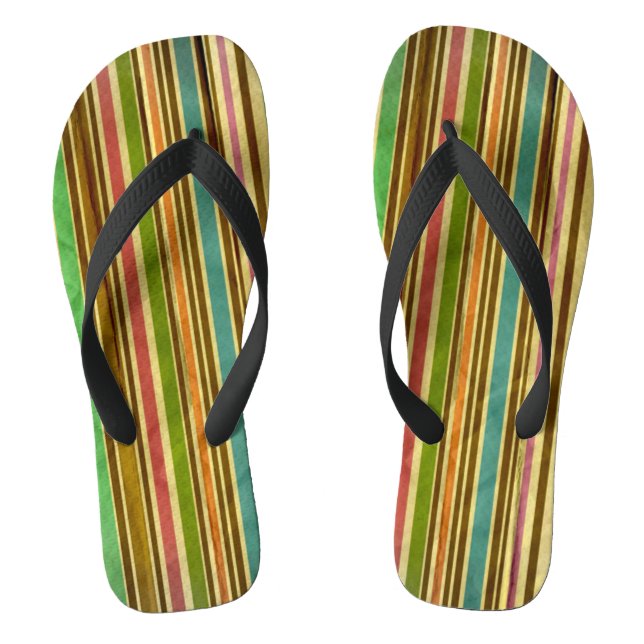 Old School Pin Stripes Pattern Flip Flops (Footbed)