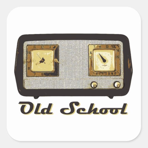 Old School Radio Retro Vintage Square Sticker