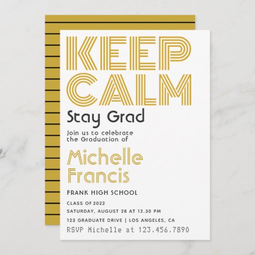 Old School Retro Black and Gold Graduation Party Invitation