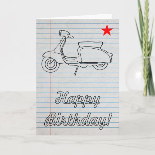 Old School Retro Scooter Birthday Card