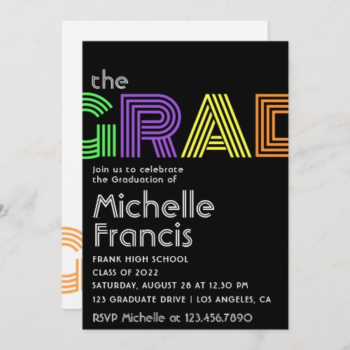 Old School Retro Typography Graduation Party Invit Invitation