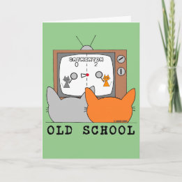 OLD SCHOOL Retro Video Cats Gamer Birthday Card