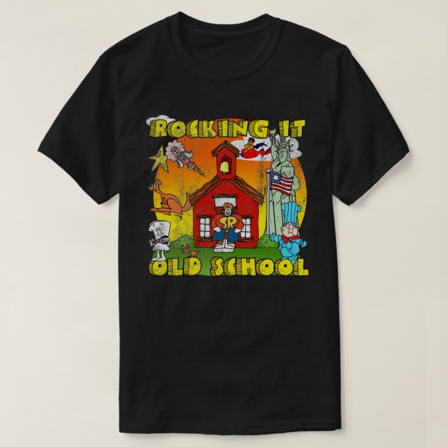 Old School Rock distressed nondistressed also avai T-Shirt (Design Front)