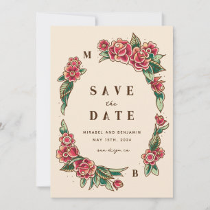 Old School Rose Tattoo Art Invitation