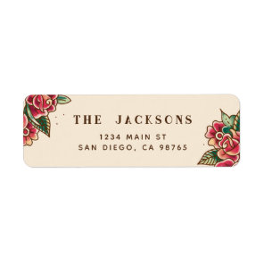 Old School Rose Tattoo Art Label
