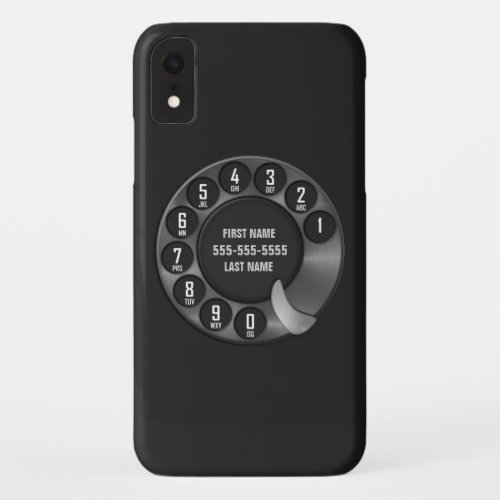 Old School Rotary Dial Phone Black iPhone XR Case
