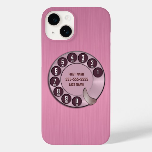 Old School Rotary Dial Phone Pink Case-Mate iPhone Case (Back)