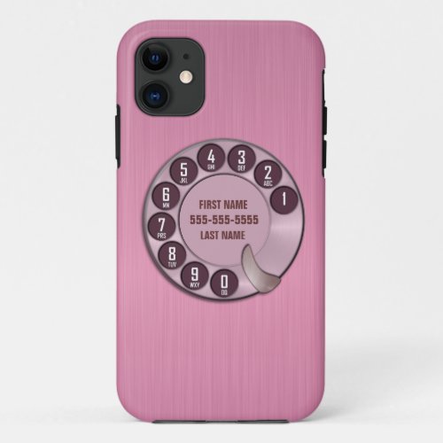 Old School Rotary Dial Phone Pink iPhone 11 Case