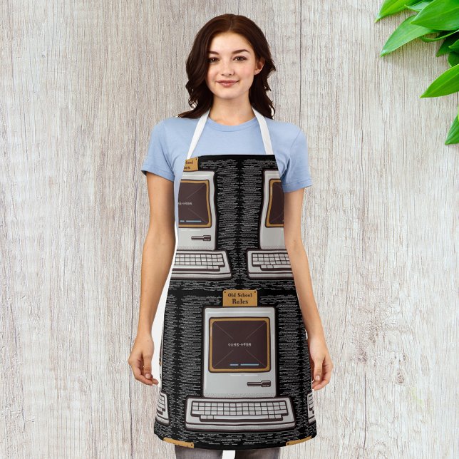 Old School Rules Retro Computer Game Over Apron (Creator Uploaded)