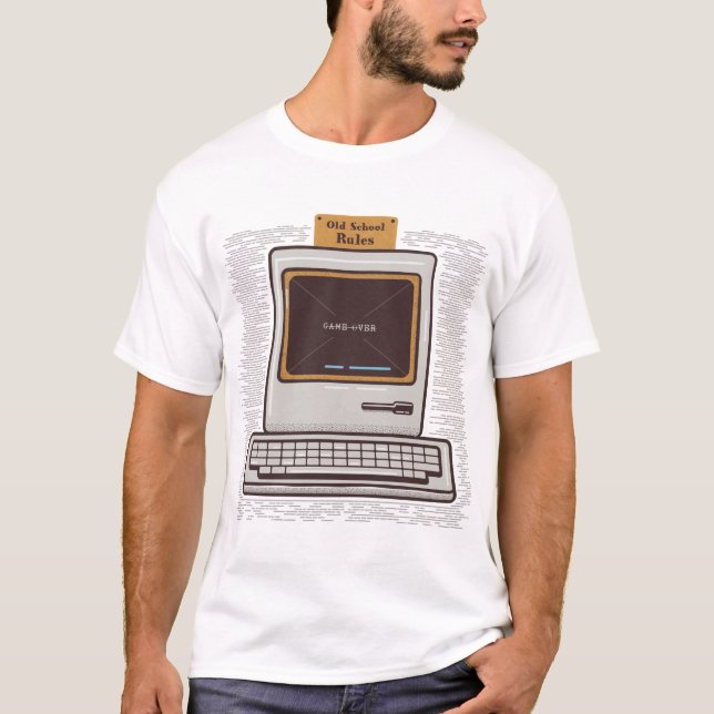 Old School Rules Retro Computer Game Over T-Shirt (Front)