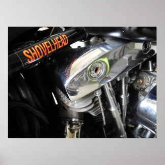 Old School Shovelhead Motorcycle Art Poster