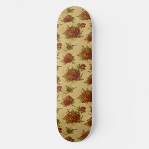 Old School Skateboard with Vintage Floral Print