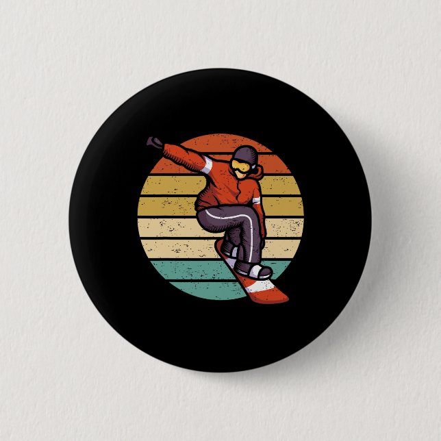 Old School Snowboarding - Snowboard  Button (Front)