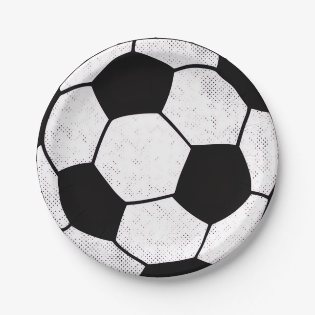 Old School Soccer Pitch Aesthetic Graphic Style Paper Plates (Front)