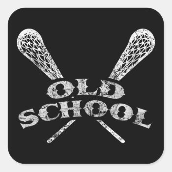 Old School Square Sticker by laxshop at Zazzle