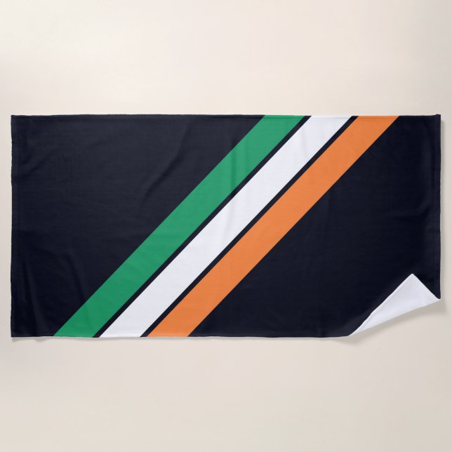 Old School Striped 70s 80s Retro Racing Stripes Beach Towel (Front)