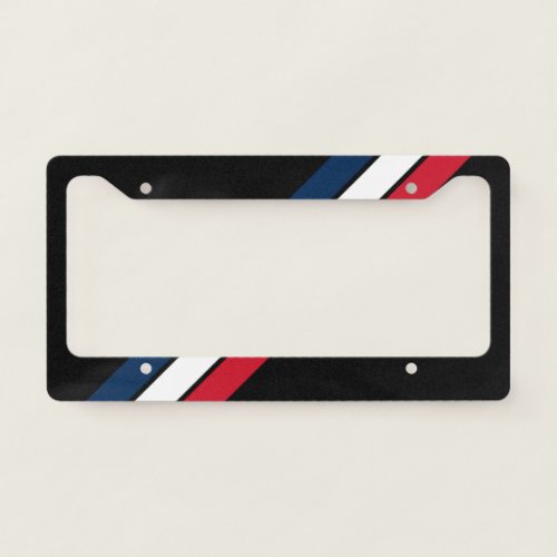 Old School Striped 70s 80s Retro Racing Stripes License Plate Frame