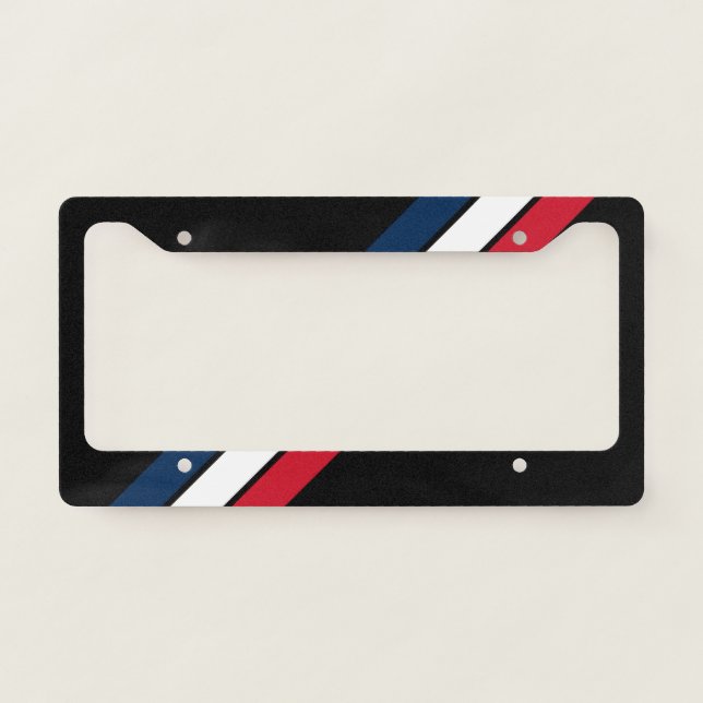 Old School Striped 70s 80s Retro Racing Stripes License Plate Frame (Front)