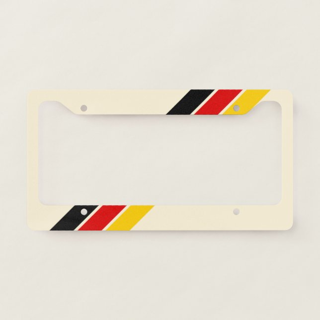 Old School Striped 70s 80s Retro Racing Stripes License Plate Frame (Front)