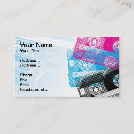 Customizable Old School Tapes and Boom box Profile Cards Business Card Template
