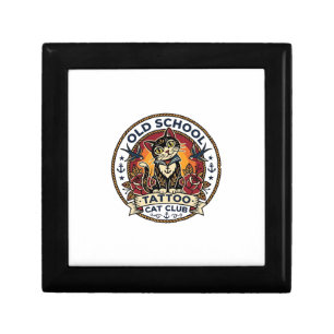 Old School Tattoo Cat Cute Kitty Design - Old Scho Gift Box