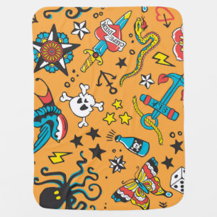 Old School Tattoo: Cute Seamless Baby Blanket