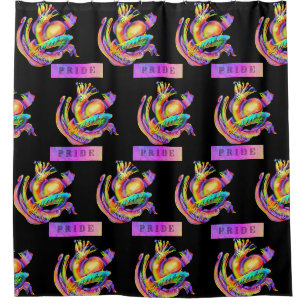 Old school tattoo design in pride colors shower curtain