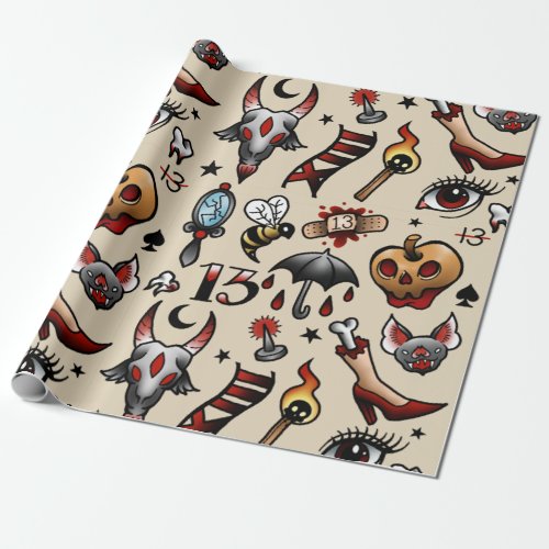 Old School Tattoo Flash Wrapping Paper
