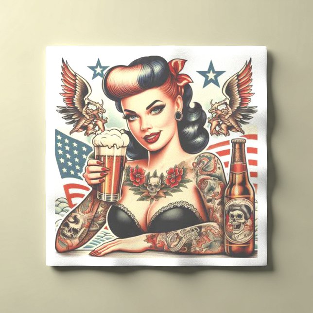 Old School Tattoo Girl Napkins (Creator Uploaded)