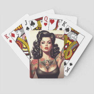 Old School Tattoo Girl Poker Cards