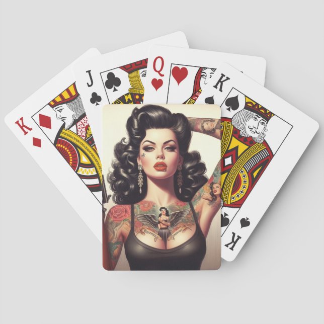 Old School Tattoo Girl Poker Cards (Back)