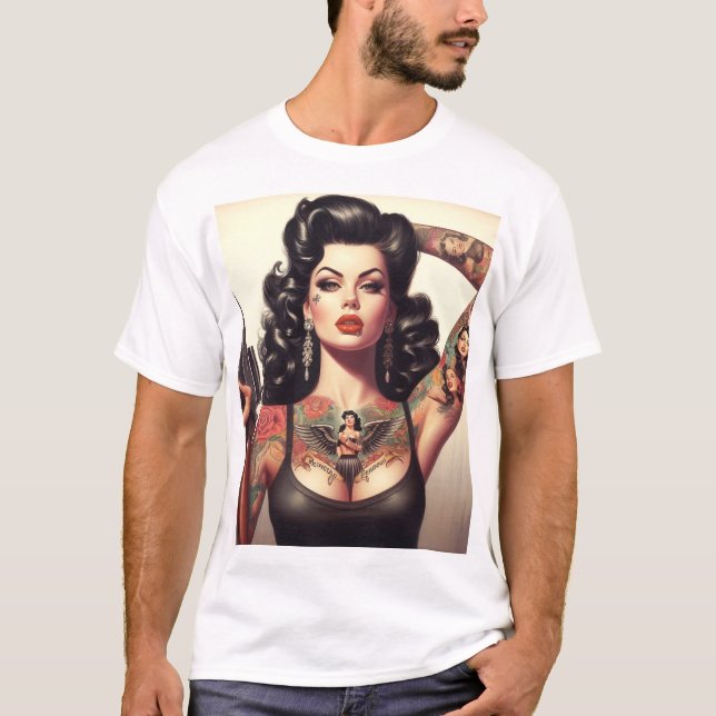 Old School Tattoo Girl T-Shirt (Front)
