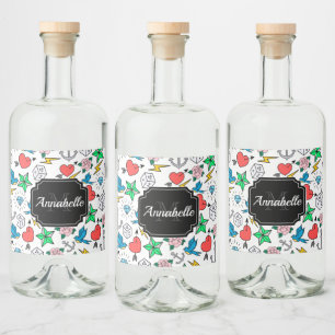 Old School Tattoo Liquor Bottle Label