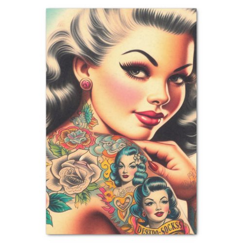 Old School Tattoo Pin_up Tissue Paper