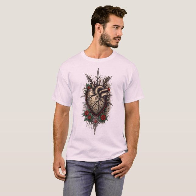 Old School Tattoo-Style Heart Tee (Front Full)