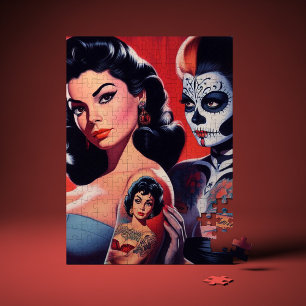 Old School Tattooed Pin-ups Jigsaw Puzzle