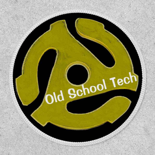 Old School Tech Dark 3" Circle, Iron-On Patch (Front)