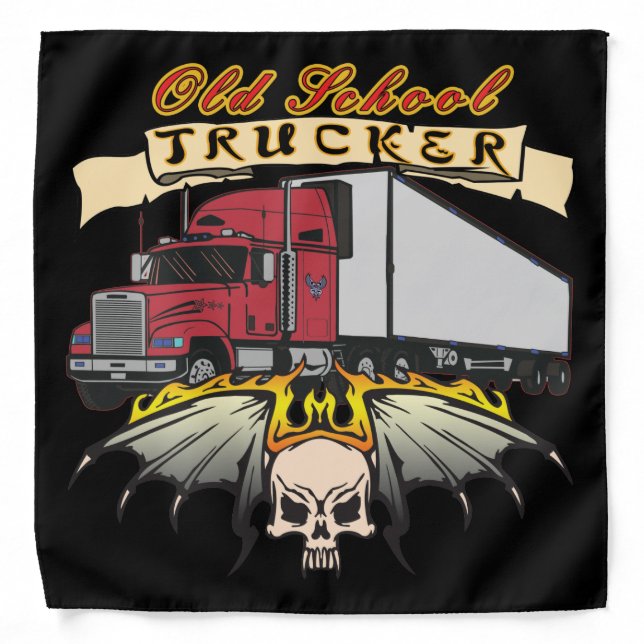 Old School Trucker Truck Drivers Bandana (Front)