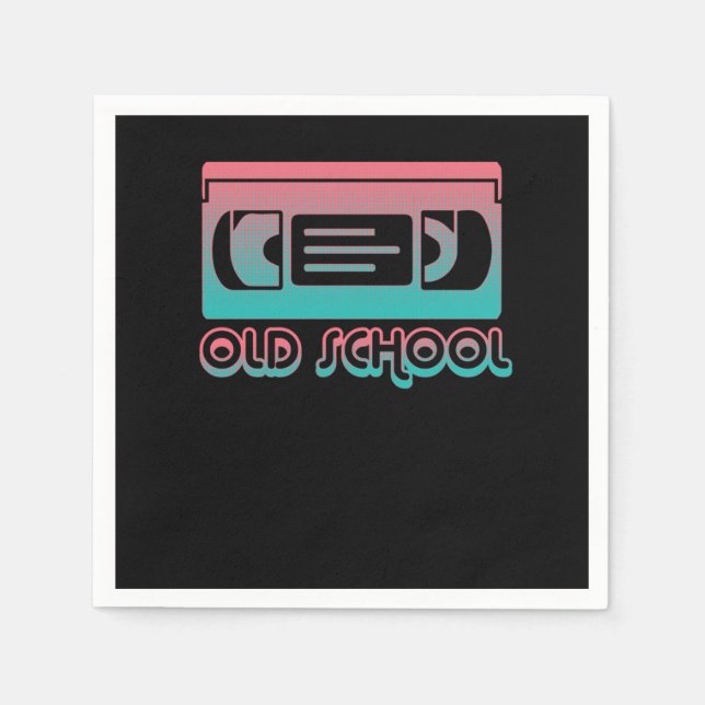 Old School VHS Player Machine Recorder Classic Cas Napkins (Front)