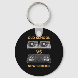 Old school vs new school dj turntable vs controlle keychain