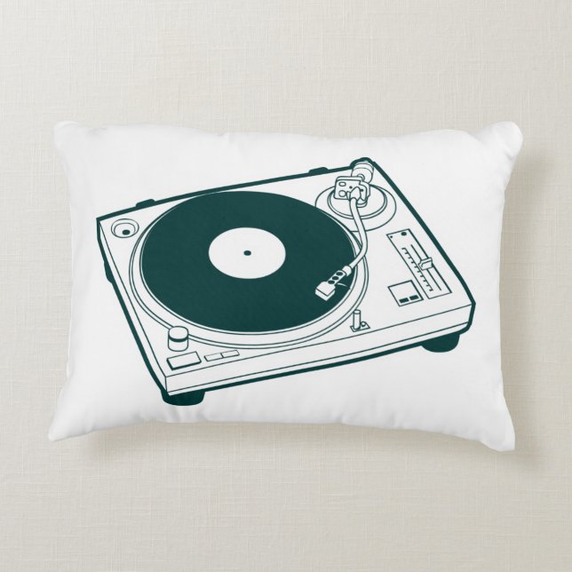Old School Wax (Vinyl) Turntable Accent Pillow (Back)