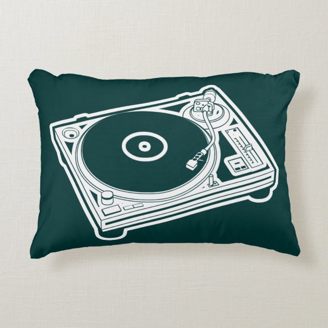 Old School Wax (Vinyl) Turntable Decorative Pillow (Front)