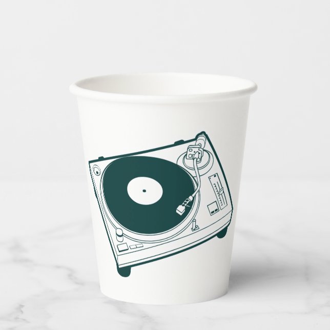 Old School Wax (Vinyl) Turntable Paper Cups (Front)