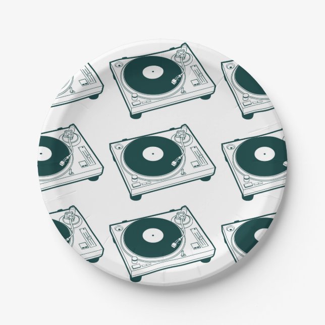 Old School Wax (Vinyl) Turntable Paper Plates (Front)