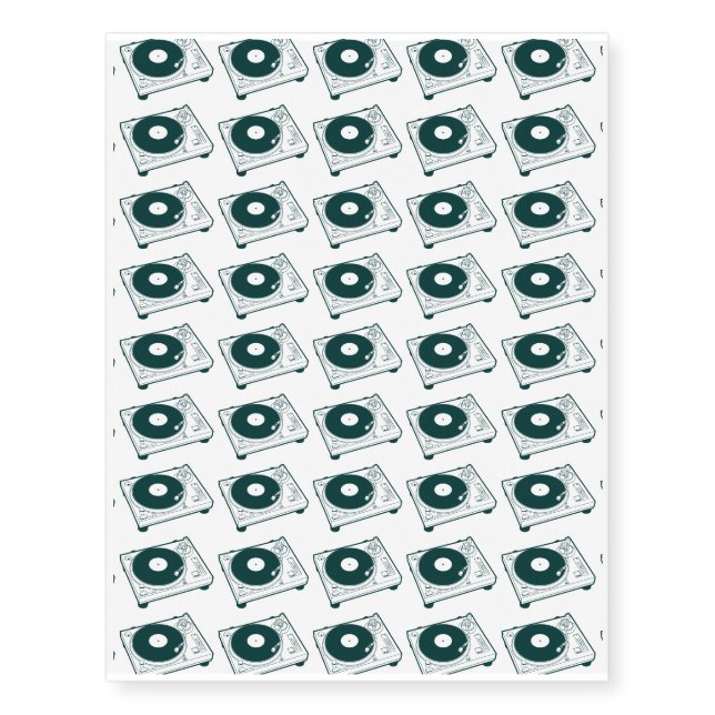 Old School Wax (Vinyl) Turntable Temporary Tattoos (Front)