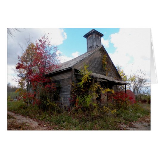 Old Schoolhouse in Autumn Cards (Front Horizontal)